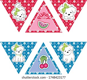 flags for the design of a children's holiday with a puppy cute vector