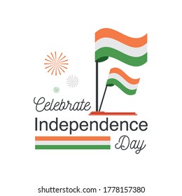 flags detailed style icon design, happy india independence day and august 15th theme Vector illustration