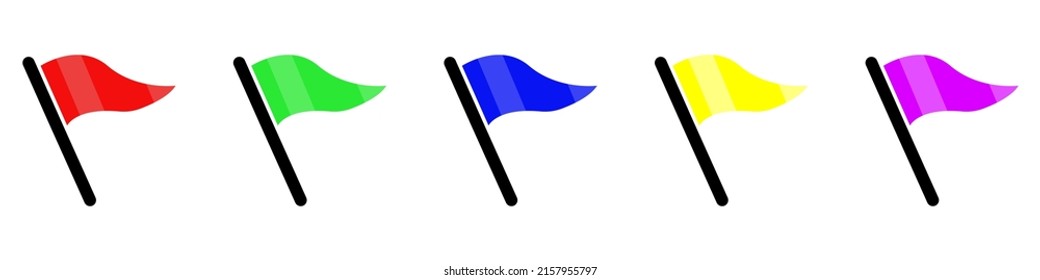 Flags in different colors vector icon. Hp vector colored flags in flat style. Flags are isolated on a white background. Vector illustration.