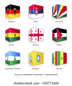 Flags of different countries isolated on white. Vector set. 