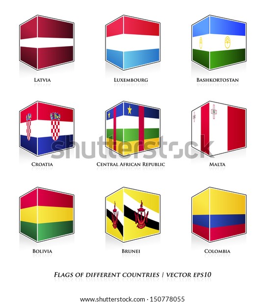 Flags Different Countries Isolated On White Stock Vector Royalty Free 150778055 