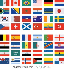 Flags of different countries on a white background