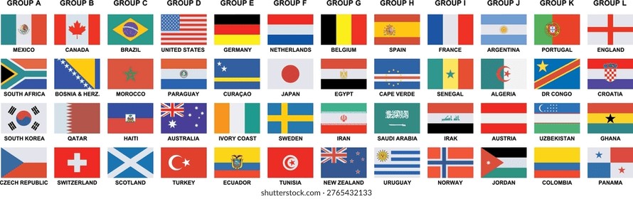 Flags of different countries on a white background