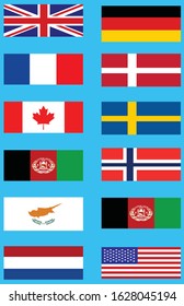 Flags Of Different Countries Vector 