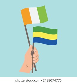 Flaggen von Côte d'Ivoire und Gabun, Handfahnen