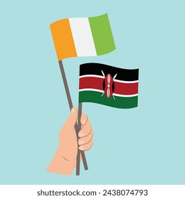 Flags of Côte d'Ivoire and Kenya, Hand Holding flags