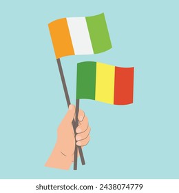 Flags of Côte d'Ivoire and Mali, Hand Holding flags