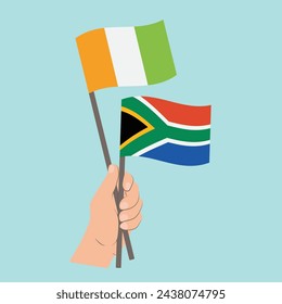 Flags of Côte d'Ivoire and South Africa, Hand Holding flags