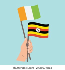 Banderas de Costa de Marfil y Uganda, banderas de mano