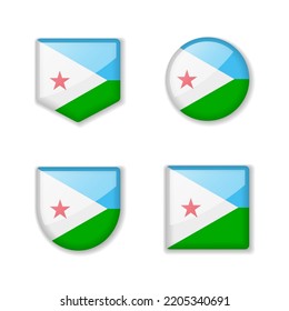 Flags of Djibouti - glossy collection. Set of vector illustrations svg