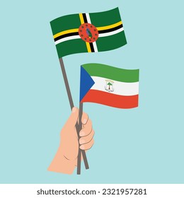 Flags of Dominica and Equatorial Guinea, Hand Holding flags