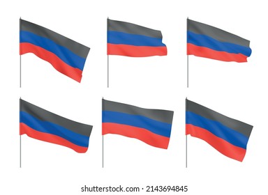 Flags Donetsk People Republic. Set of national realistic flags Donetsk People Republic. Vector