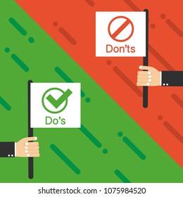 Flags Do's and Don'ts. Vector illustration