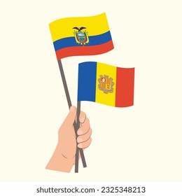Flags of Ecuador and Andorra, Hand Holding flags