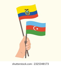 Flags of Ecuador and Azerbaijan, Hand Holding flags