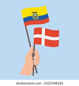 Flags of Ecuador and Denmark, Hand Holding flags