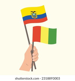 Flags of Ecuador and Guinea, Hand Holding flags