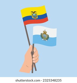 Flags of Ecuador and San Marino, Hand Holding flags