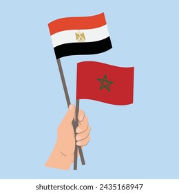 Banderas de Egipto y Marruecos, Banderas de mano