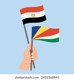 Flaggen von Ägypten und Seychellen, Handfahnen