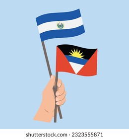 Flags of El Salvador and Antigua and Barbuda, Hand Holding flags