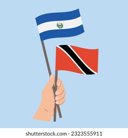 Flags of El Salvador and Trinidad and Tobago, Hand Holding flags