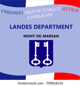 Flags and emblems of French department cities. Cities of Department Landes