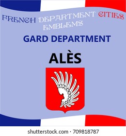 Flags and emblems of French department cities. Cities of Department GARD