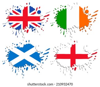 Flags of England, Scotland, Ireland as spots