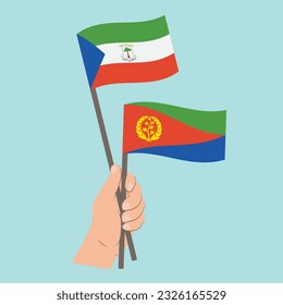 Flags of Equatorial Guinea and Eritrea, Hand Holding flags