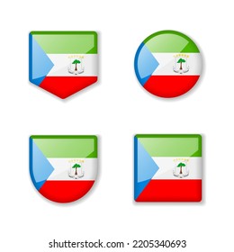 Banderas de Guinea Ecuatorial - brillante colección. Conjunto de ilustraciones vectoriales