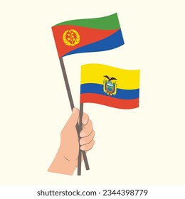 Flags of Eritrea and Ecuador, Hand Holding flags