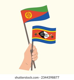 Flags of Eritrea and Eswatini, Hand Holding flags