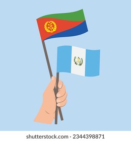 Flags of Eritrea and Guatemala, Hand Holding flags