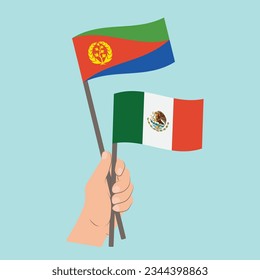 Flags of Eritrea and Mexico, Hand Holding flags