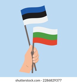 Flags of Estonia and Bulgaria, Hand Holding flags
