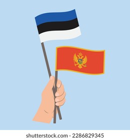 Flags of Estonia and Montenegro, Hand Holding flags
