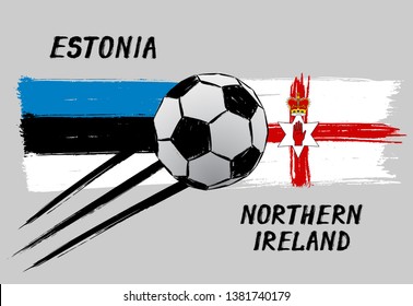 Flags of Estonia and Northern Ireland - Icon for euro football championship qualify - Grunge