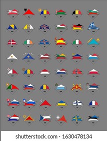 Flags of Europe in abstract style.