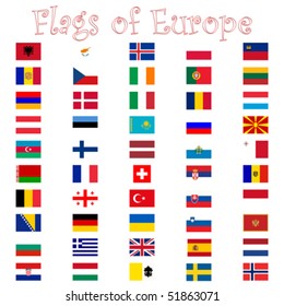 flags of europe against white background, abstract vector art illustration