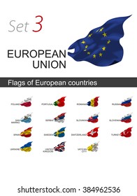 Flags of Europe, complete set 3. vector
