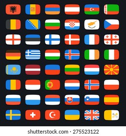 Flags of Europe, complete set. Vector icons