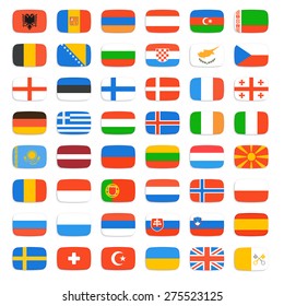 Flags of Europe, complete set. Vector icons