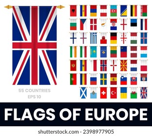 Flags of europe countries vertical football pennant