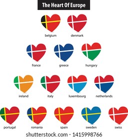 The Flags Of Europe Hearts