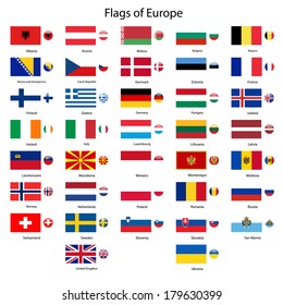 Flags of Europe vector set