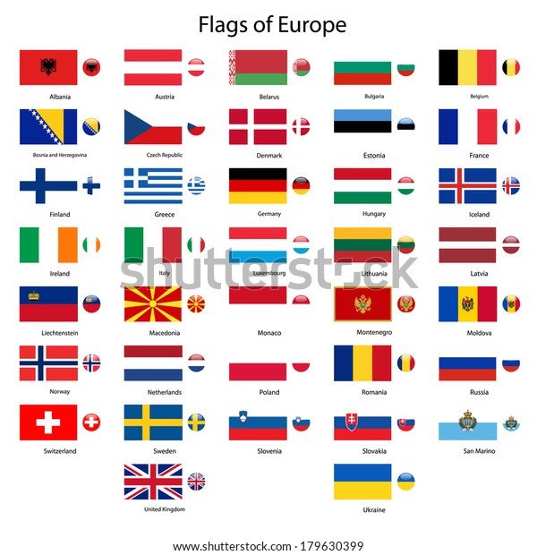 Flags Europe Vector Set Stock Vector (Royalty Free) 179630399 ...