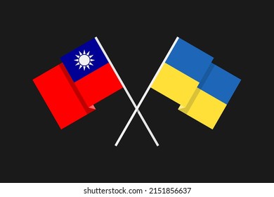 Flags of European and Asian countries of Ukraine and the Republic of China (Taiwan) in national colors. Help and support from friendly countries. Flat minimal graphic design.