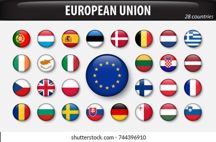 Flags of European Union and members .