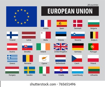 Flags of European Union and members .